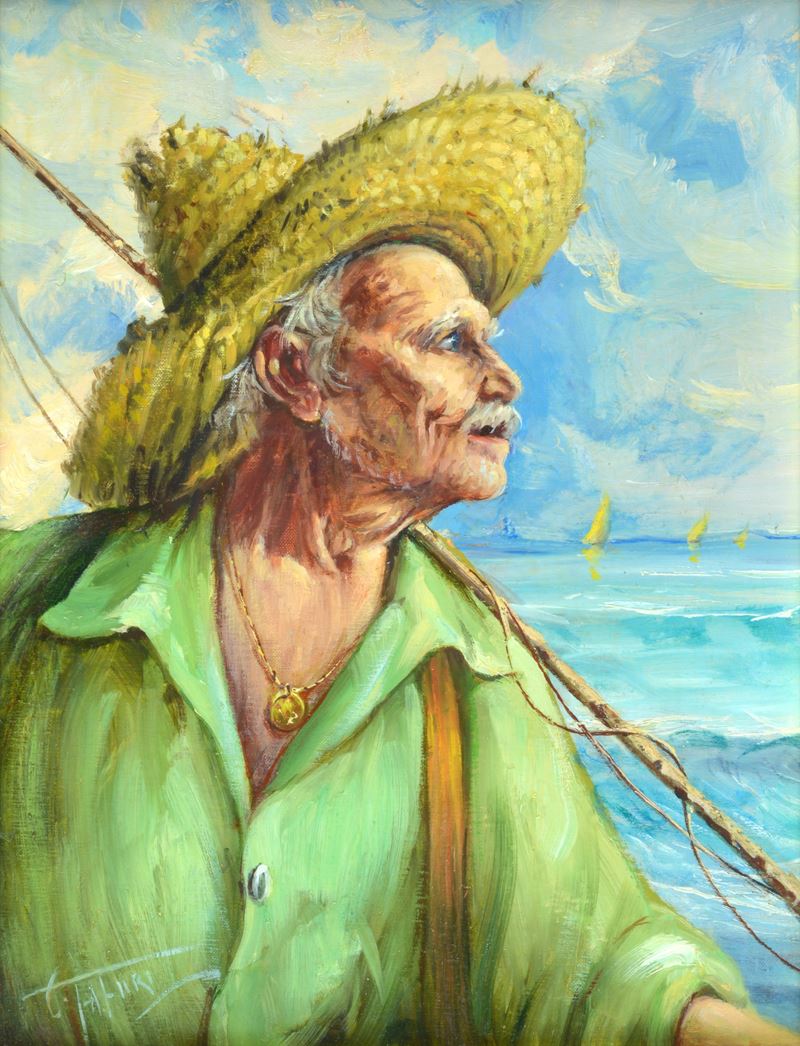 Busto di vecchio pescatore