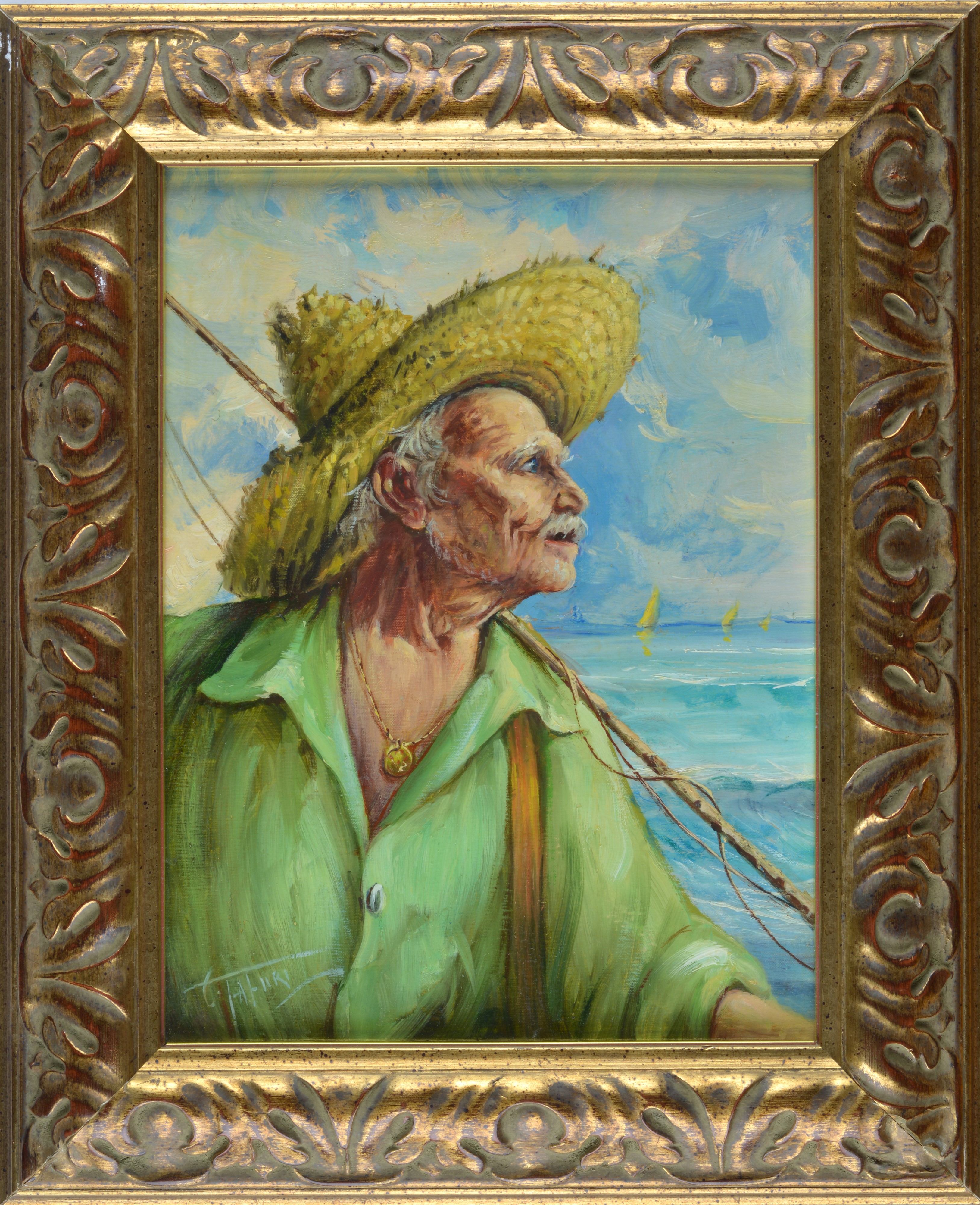 Busto di vecchio pescatore