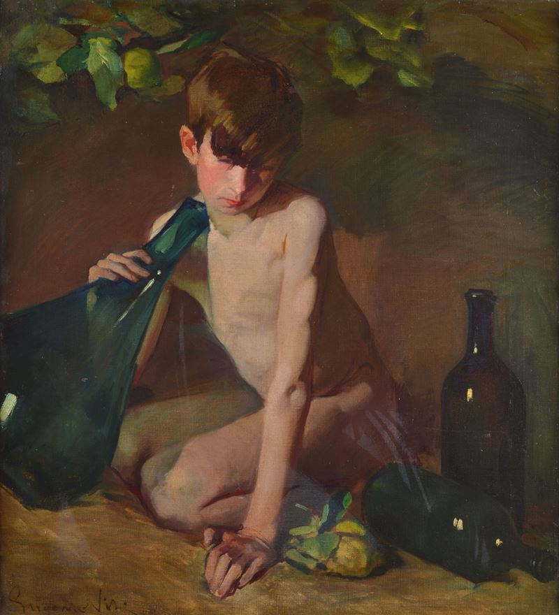 Giovinetto con bottiglie