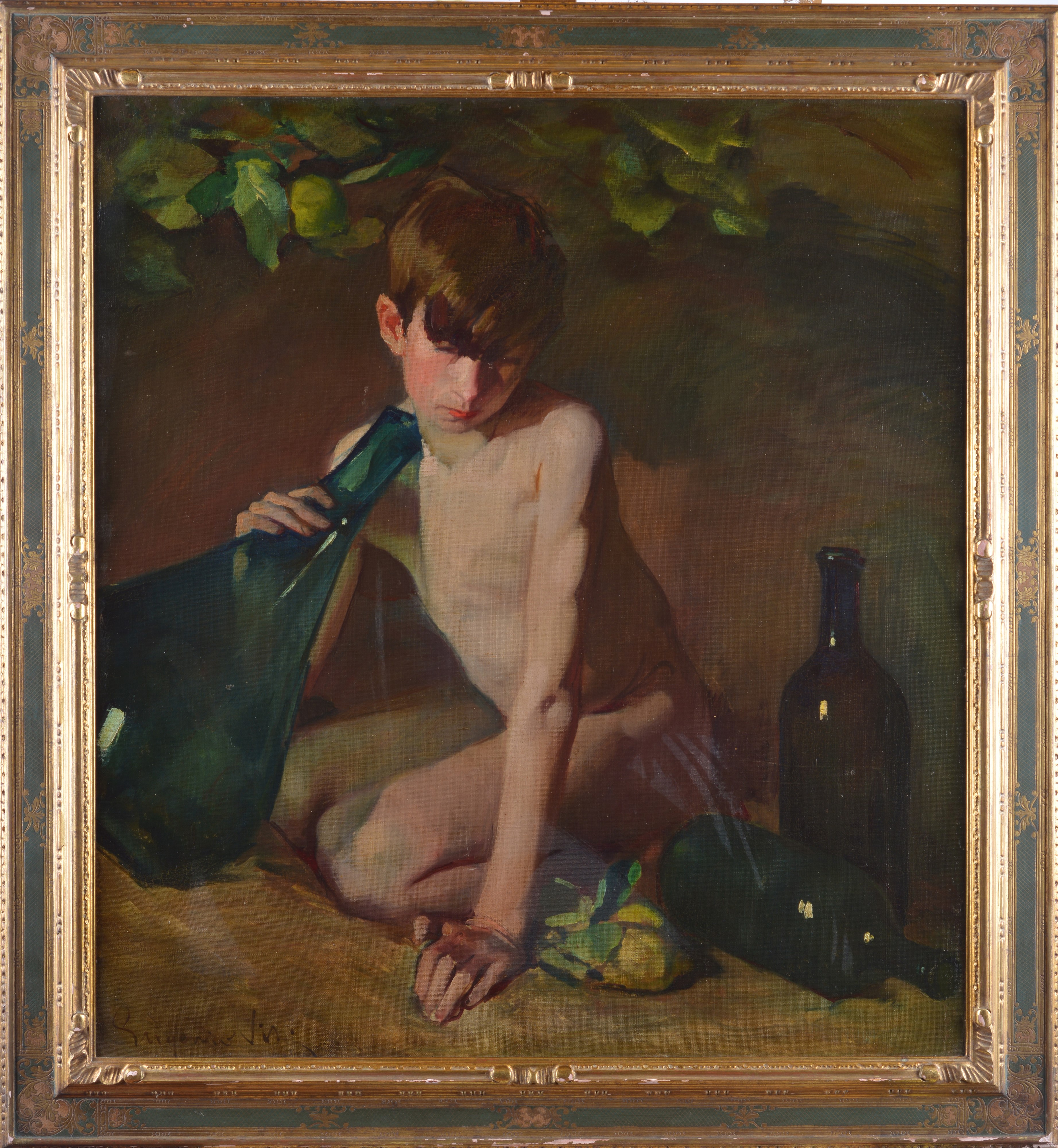 Giovinetto con bottiglie