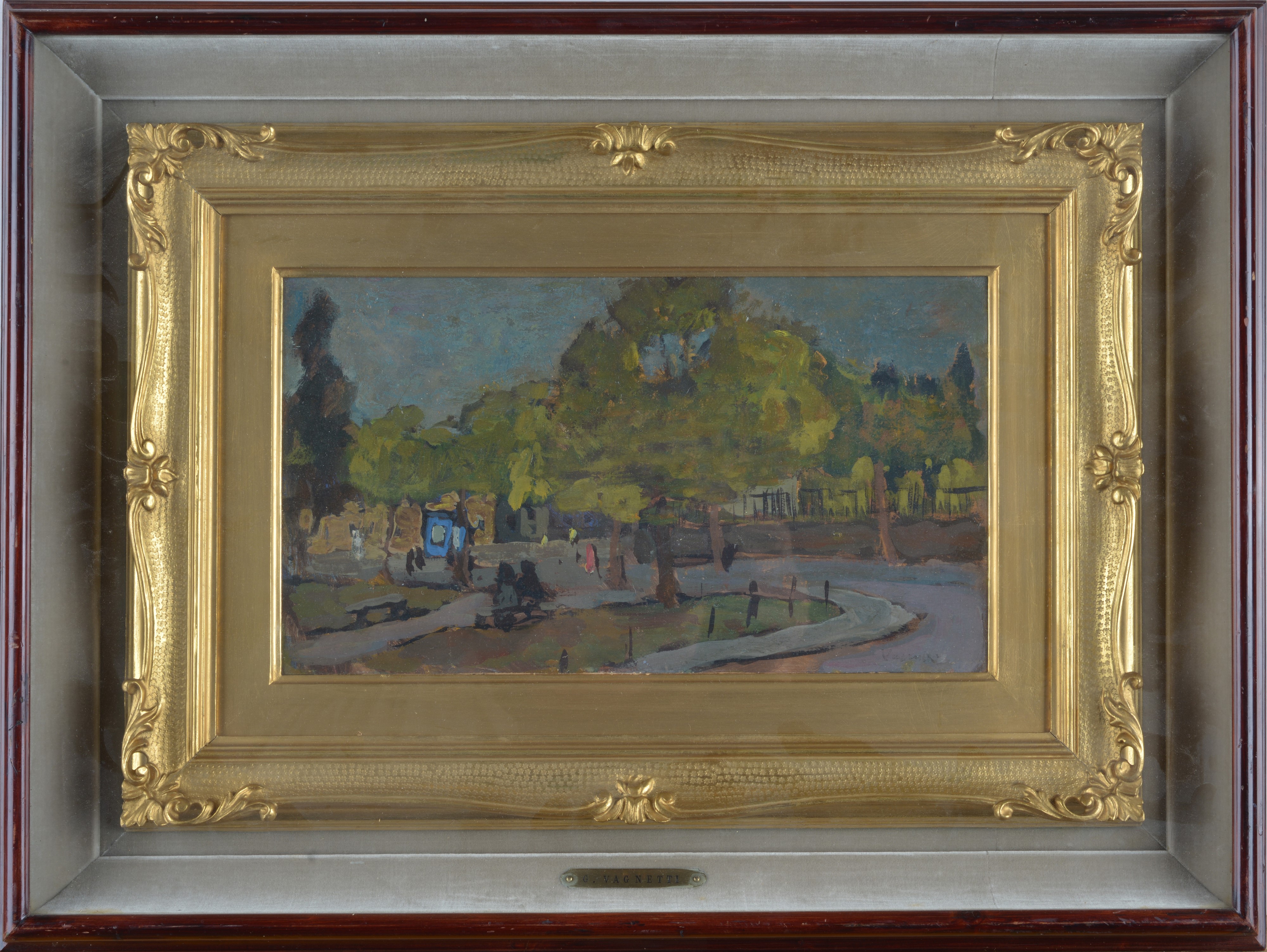 Gianni Vagnetti - Giardini, olio su cartone